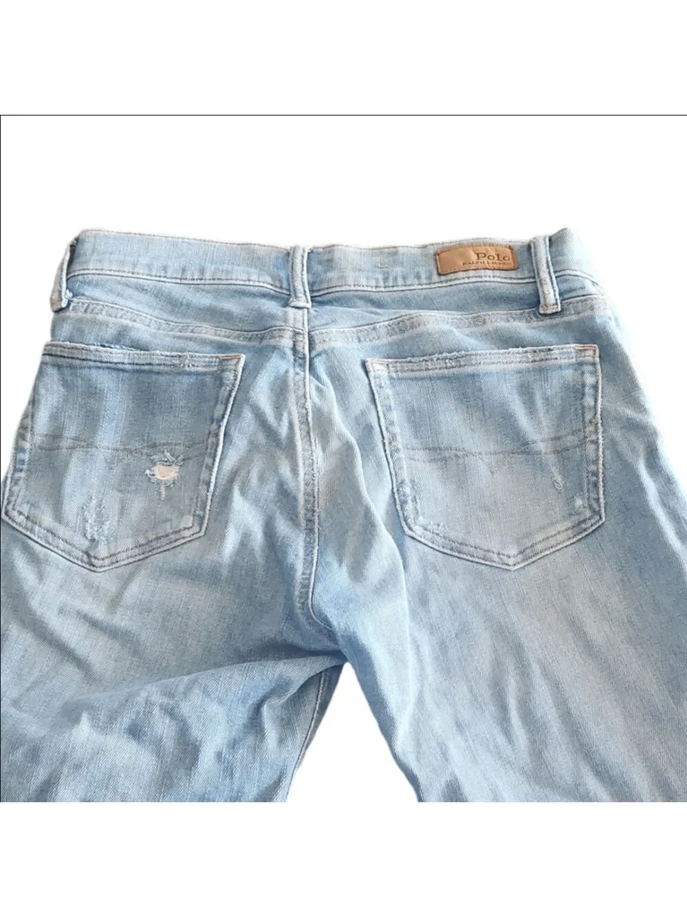 Polo Ralph Lauren Tompkins Skinny Jeans Distressed Light Blue Size 26